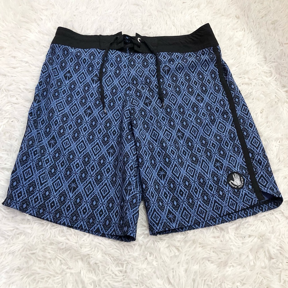 Body Glove Board Short Swimtrunks Diamond Palm Tree‎ Blue Black 30